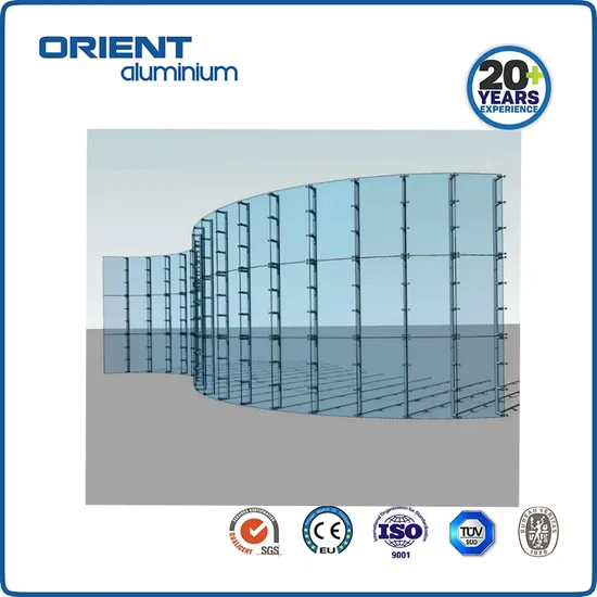 Perfil de muro cortina de aluminio de Shandong Weifang, precio de muro cortina de vidrio y aluminio