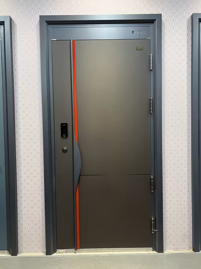 Puerta de entrada moderna y elegante con tecnología de seguridad a prueba de agua