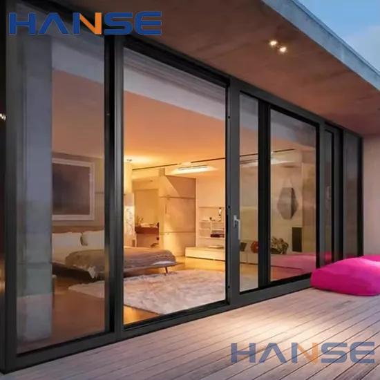 Puertas corredizas de vidrio con marco de aluminio grande y cerradura inteligente con huella dactilar, diseño francés, nuevo diseño