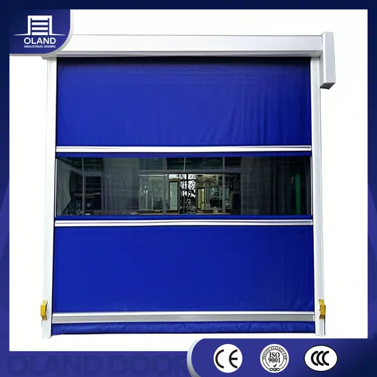 Venta al por mayor de puerta automática de PVC de alta velocidad, seguridad industrial, autorreparación, cortina de tela eléctrica, impermeable, sala limpia, enrollado rápido para almacén