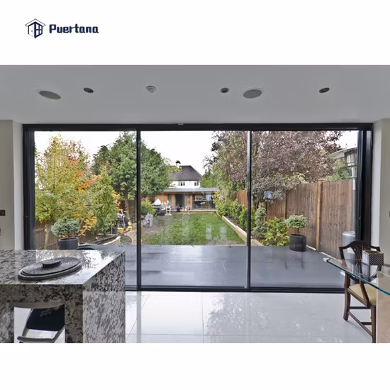 Sistema de puertas corredizas múltiples para uso residencial y comercial, puertas de patio corredizas de aluminio con marco ultradelgado y vidrio térmico mejorado.