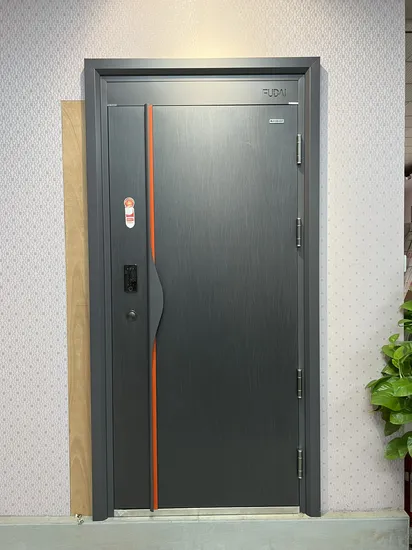 Puerta de entrada de diseño moderno y elegante con características de seguridad a prueba de agua
